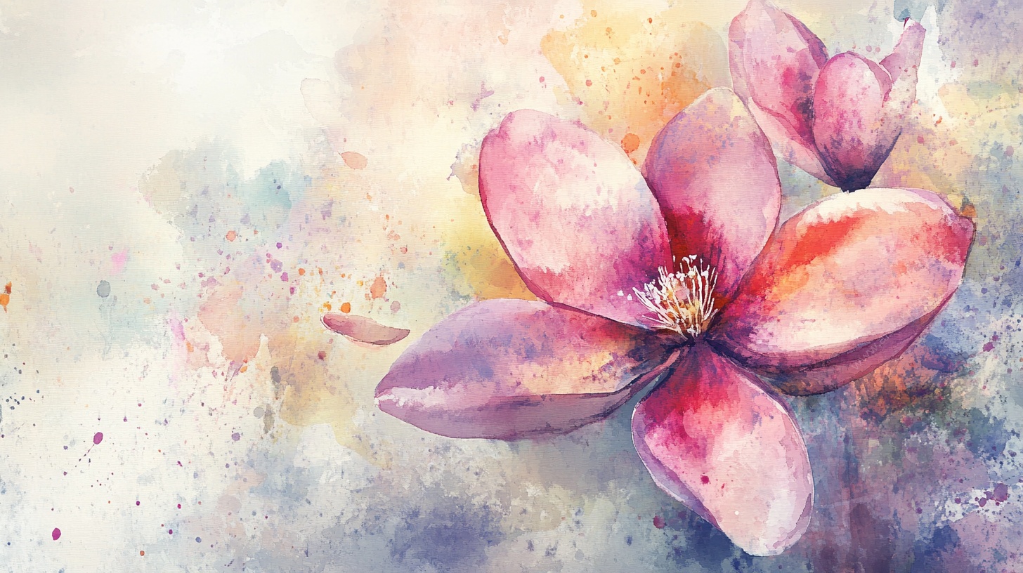 水彩绘粉色花朵