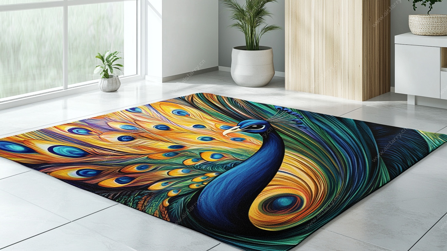 孔雀图案时尚地毯展示