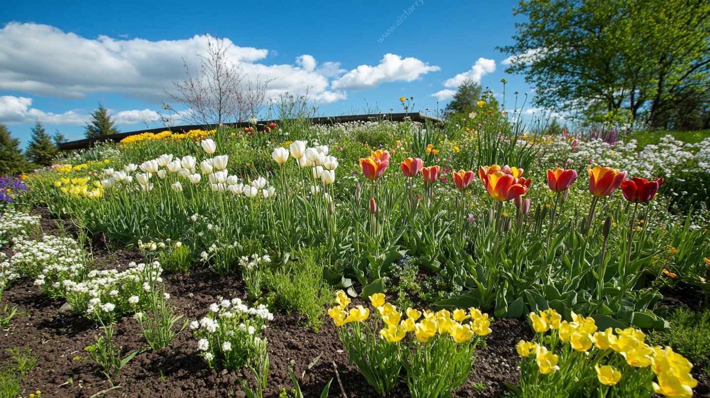 多彩郁金香花园美景