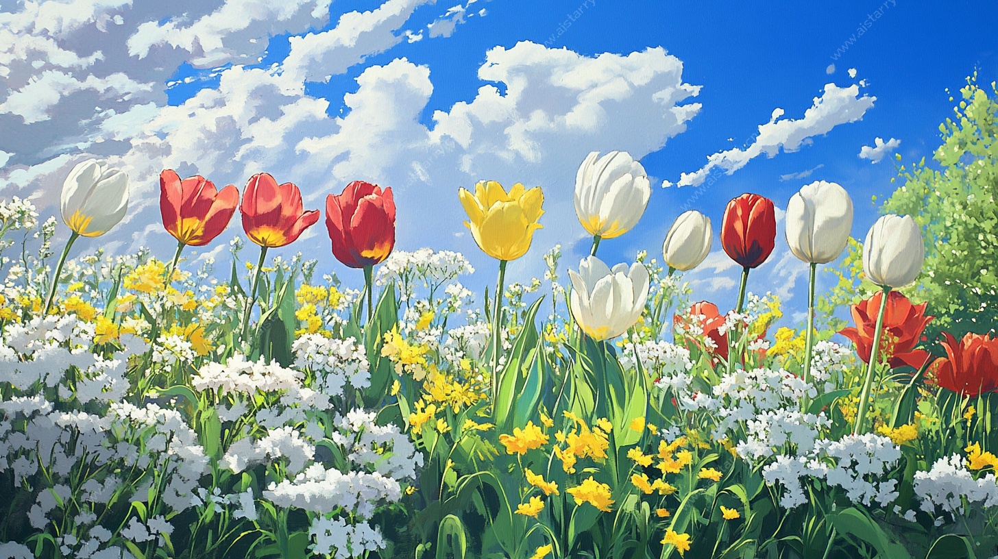 春日郁金香花海美景