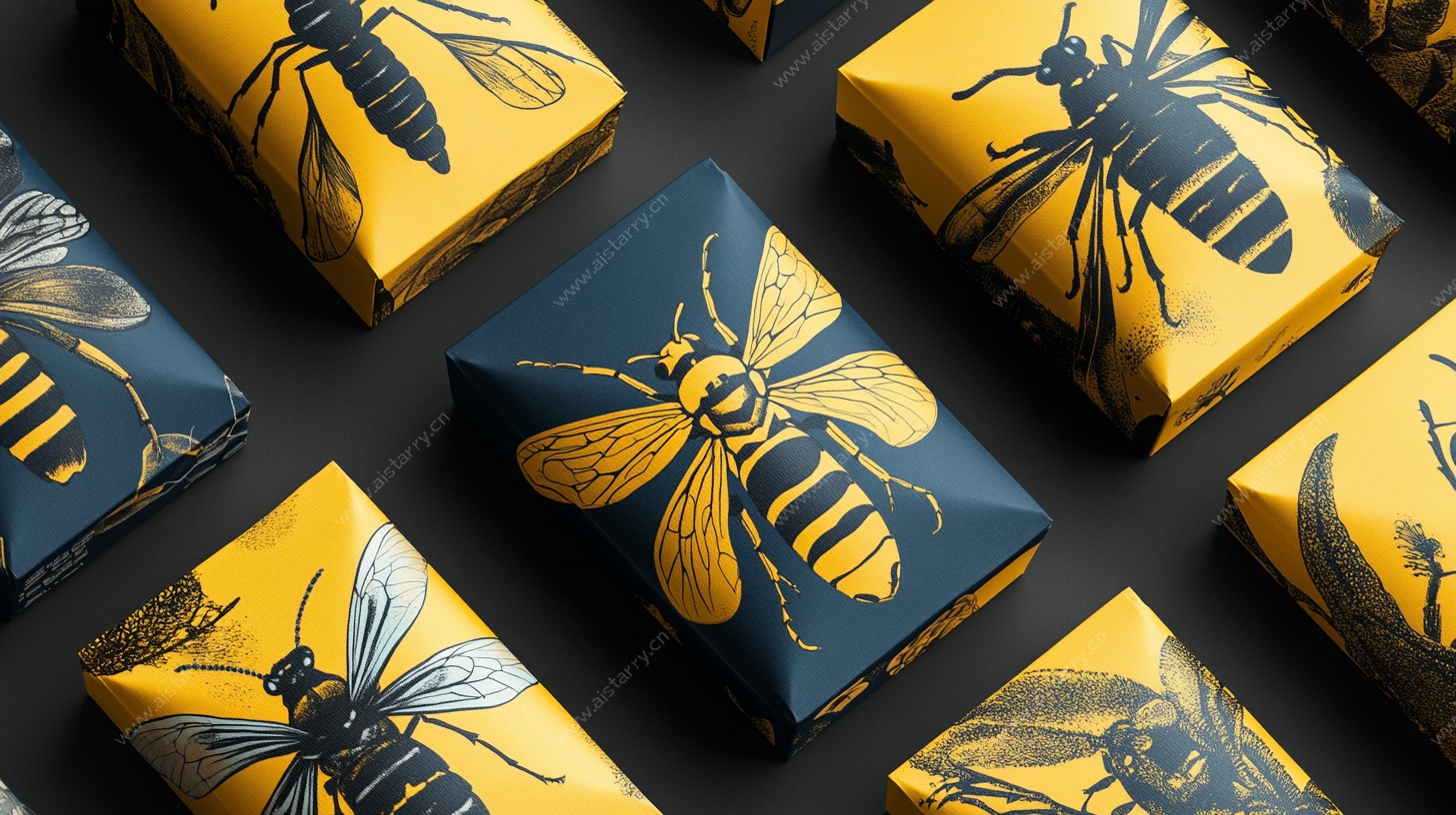 蜜蜂图案包装纸展示