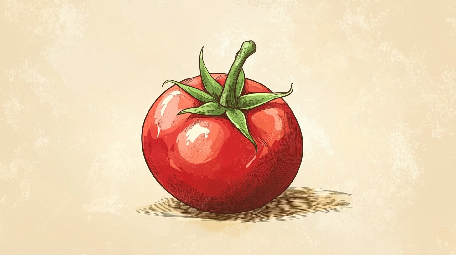 手绘红番茄插画