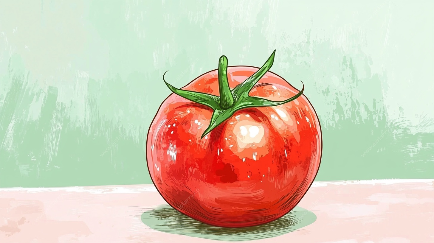 手绘鲜红番茄