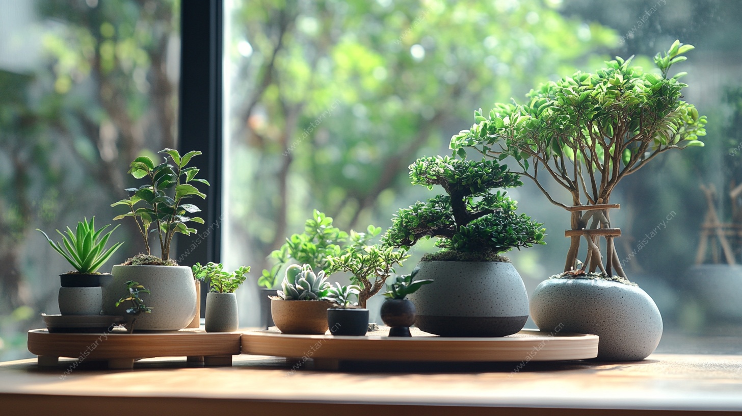 窗边精致盆栽组合