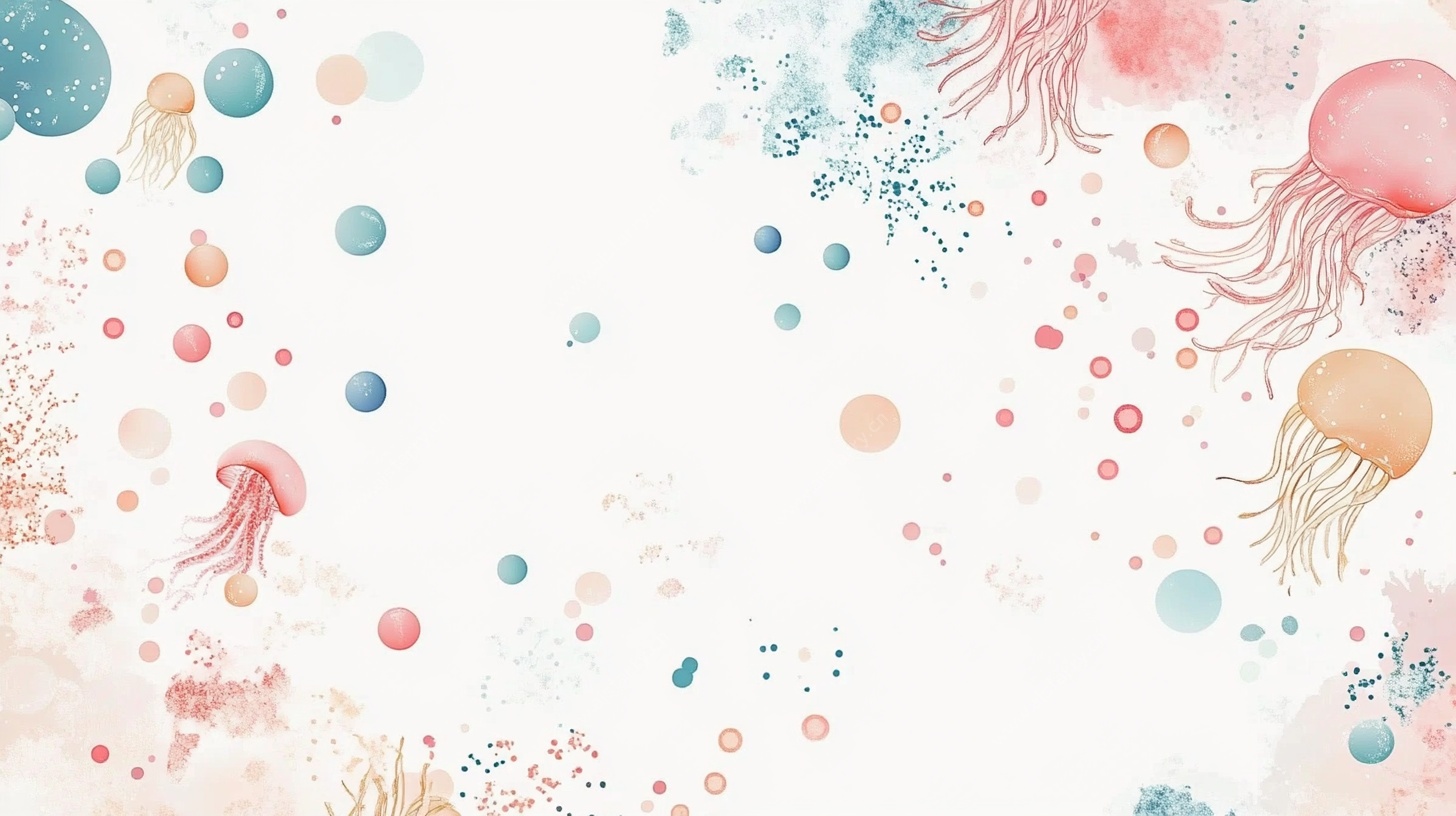 梦幻水母水彩背景图