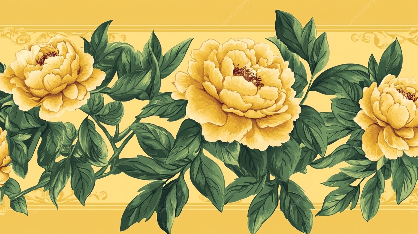 黄色牡丹花卉装饰图案