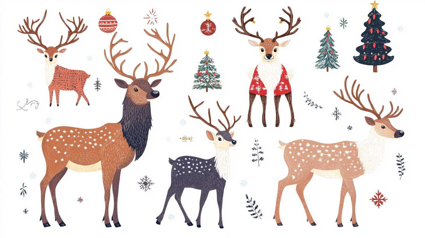 圣诞小鹿装饰元素集合