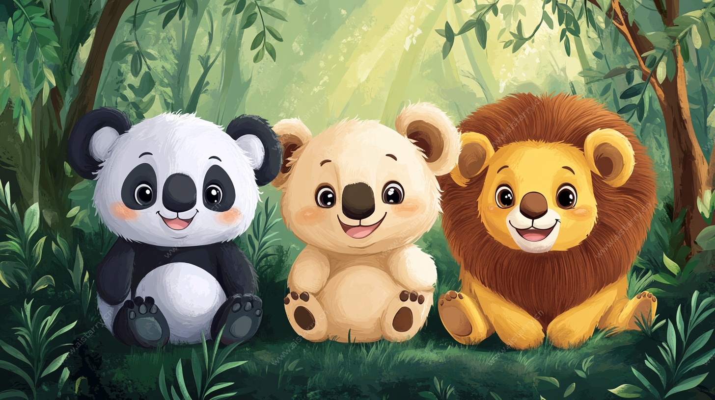 森林中的可爱动物伙伴