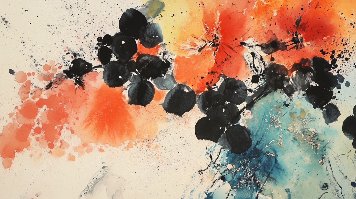 水墨花卉抽象画