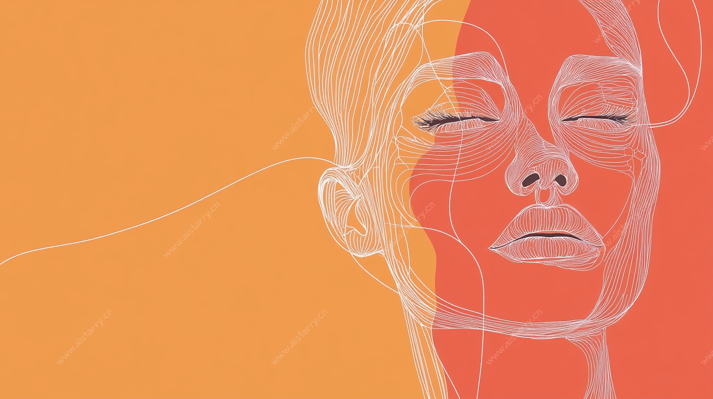 简约线条女性脸部插画