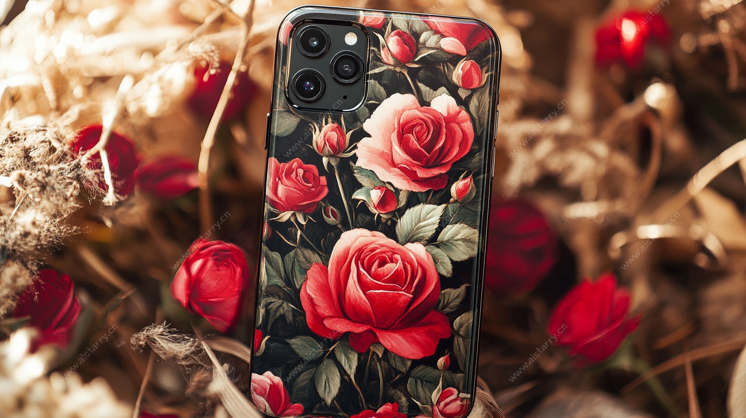 花卉图案手机壳特写