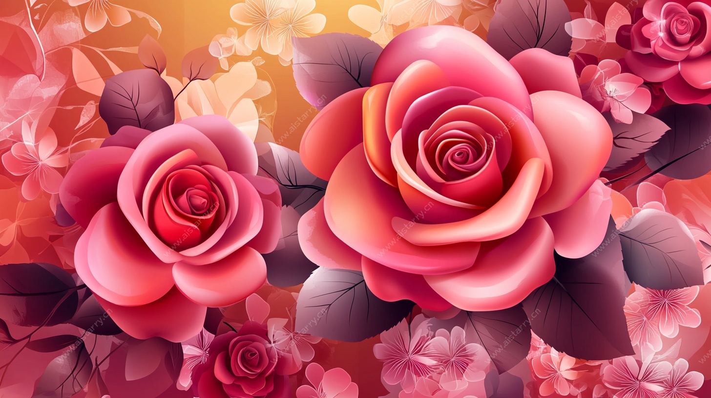 绚丽玫瑰花卉背景图