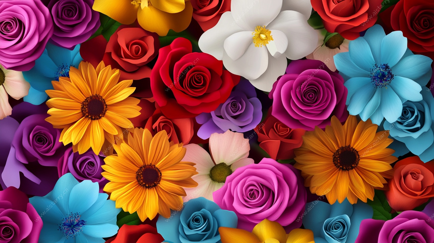 缤纷多彩花卉背景图