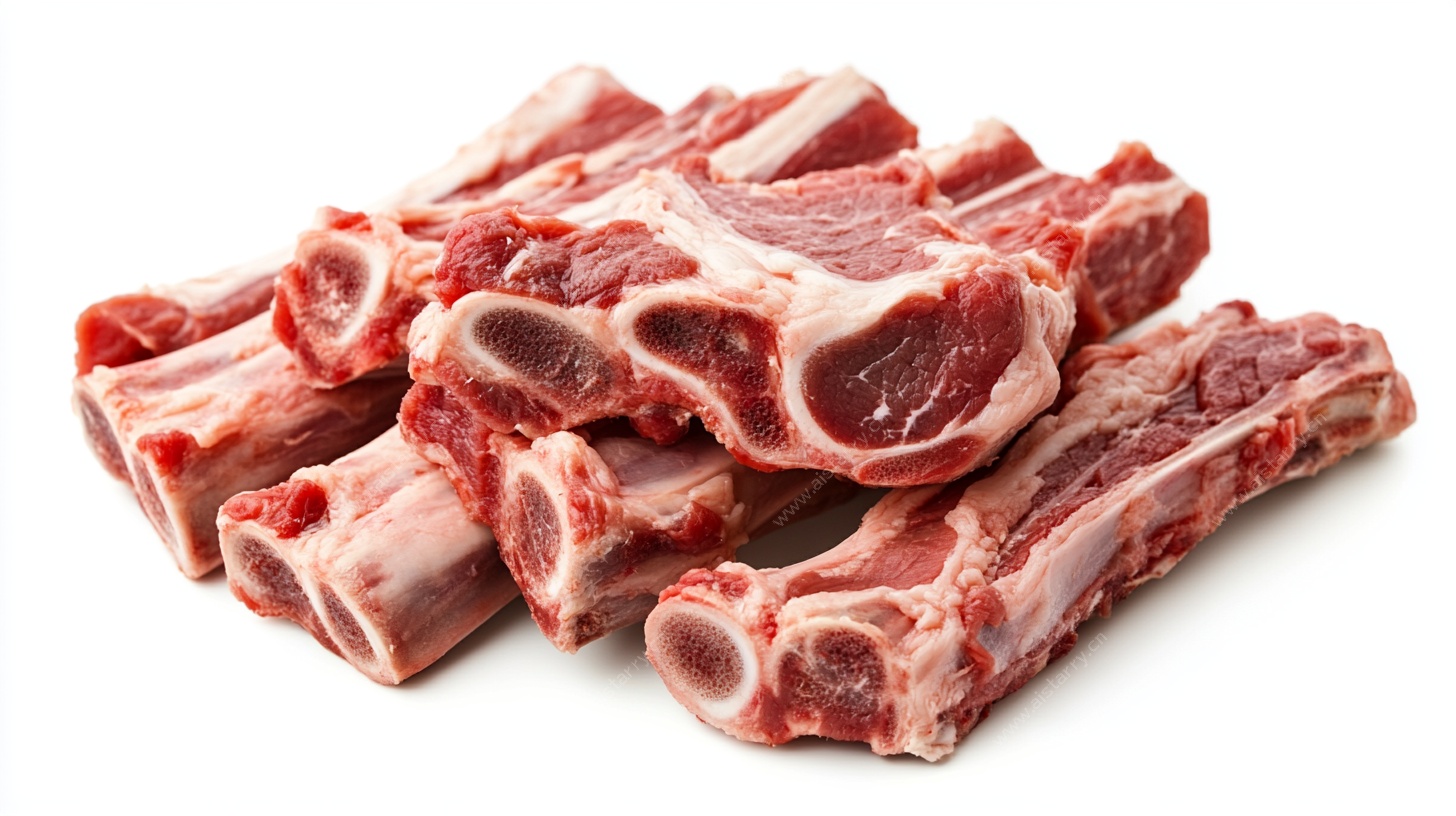 新鲜生牛尾骨堆叠特写