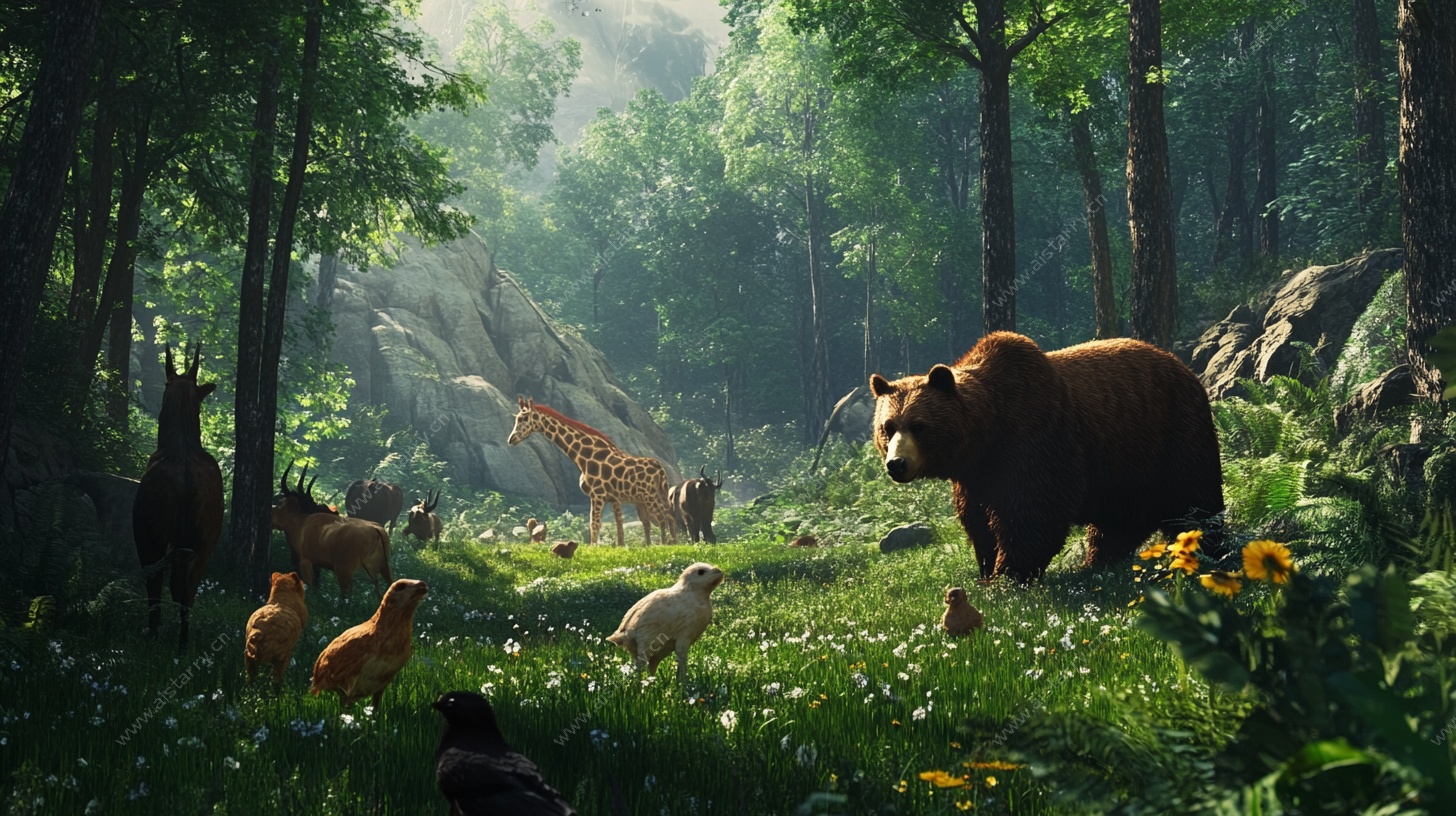 森林中的动物和谐共处