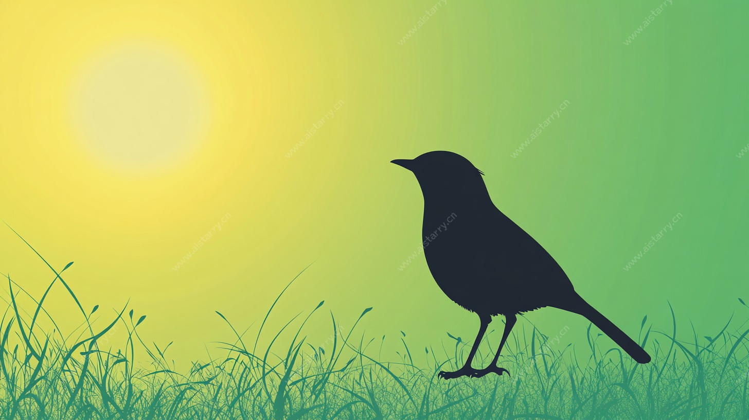 阳光下的小鸟剪影