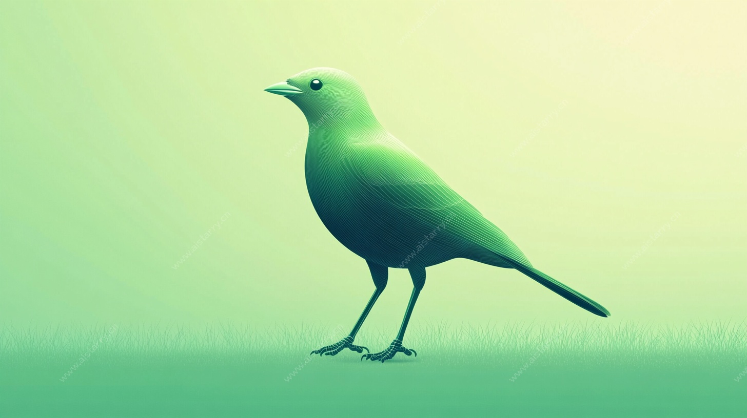 绿色小鸟简约插画