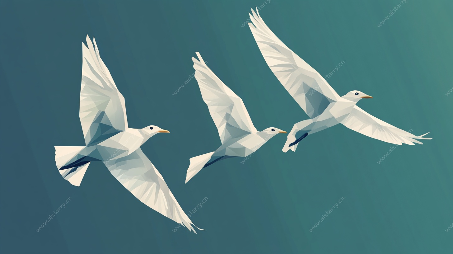 三只白鸽蓝天翱翔