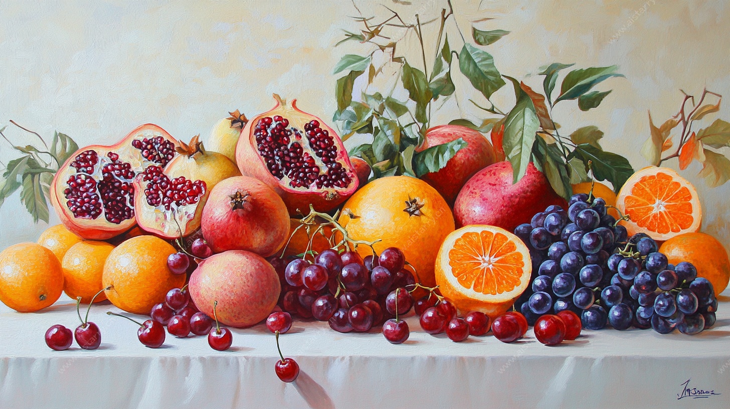 多彩鲜果静物画