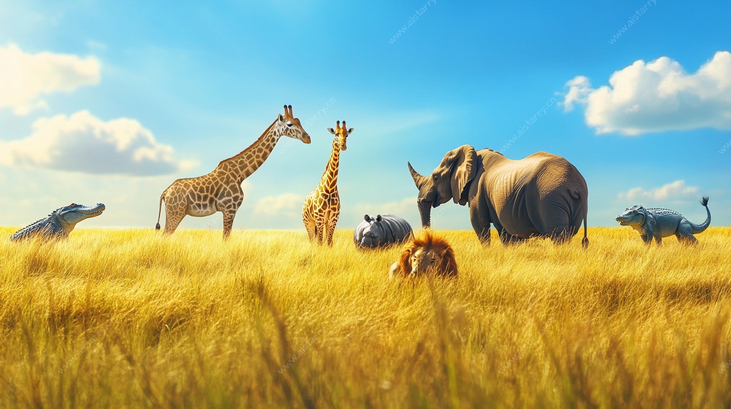 非洲草原野生动物大集合