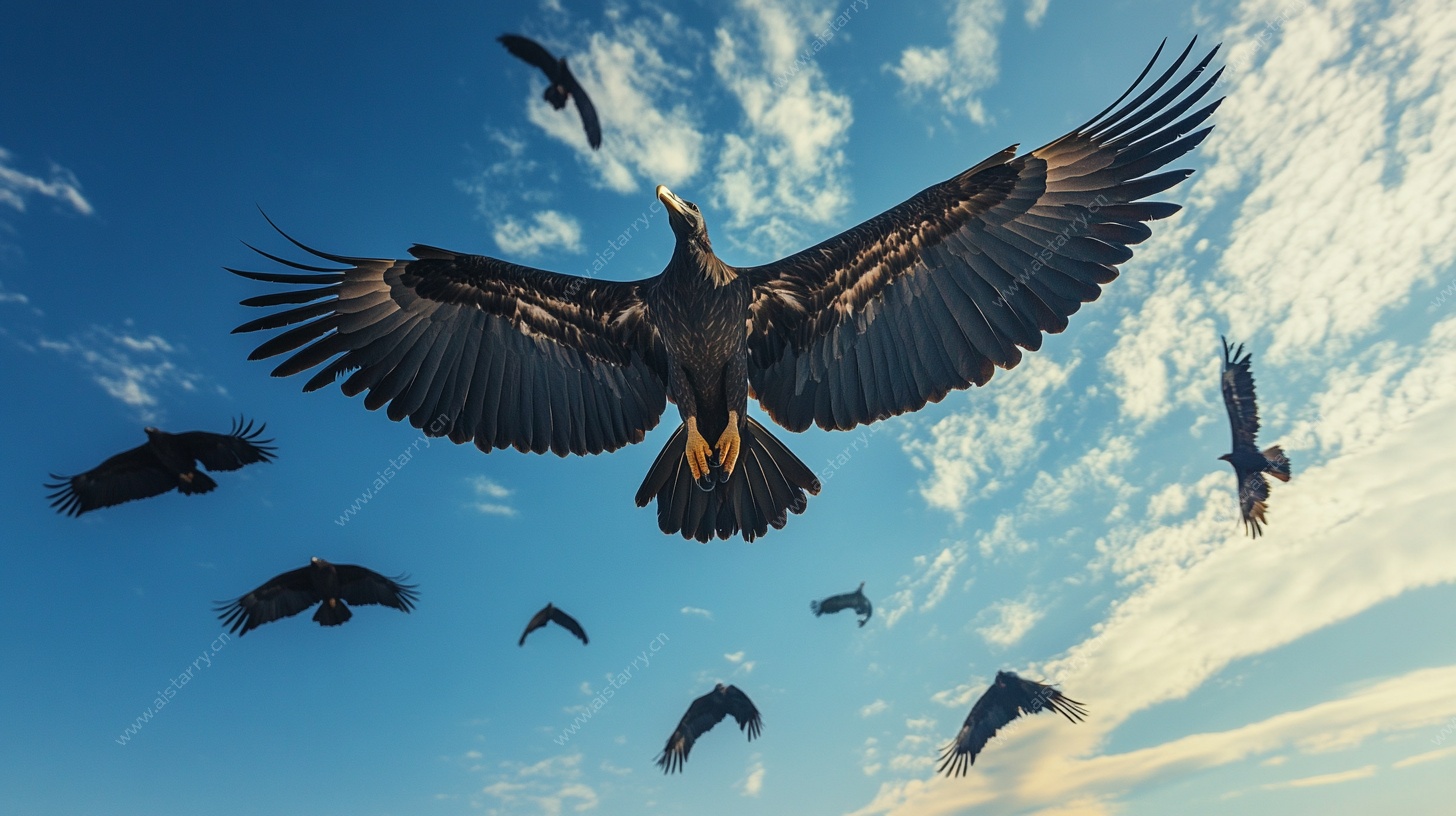 群鹰翱翔蓝天