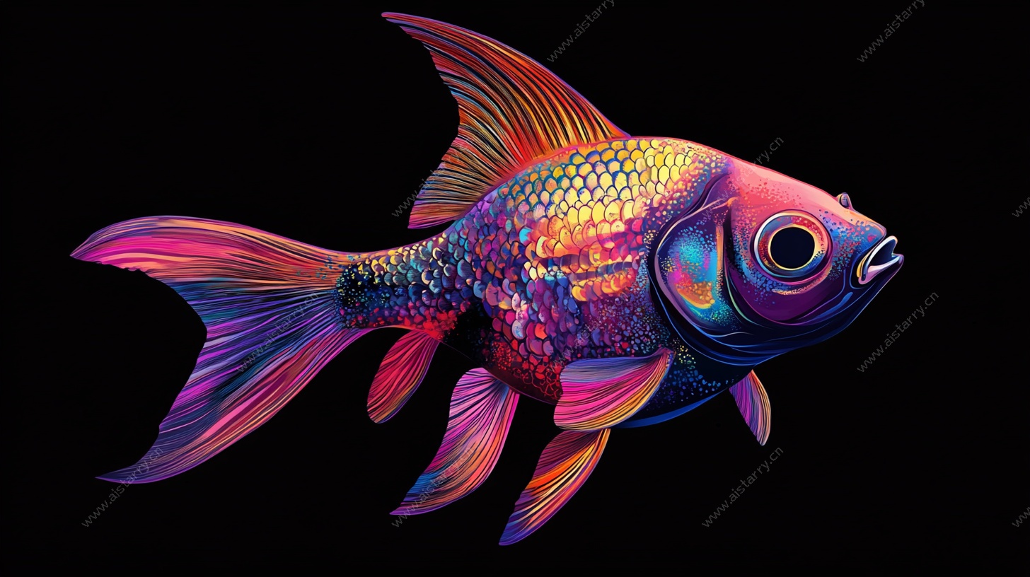 梦幻炫彩金鱼插画