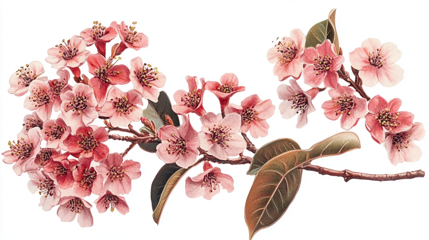 粉色繁花树枝插画