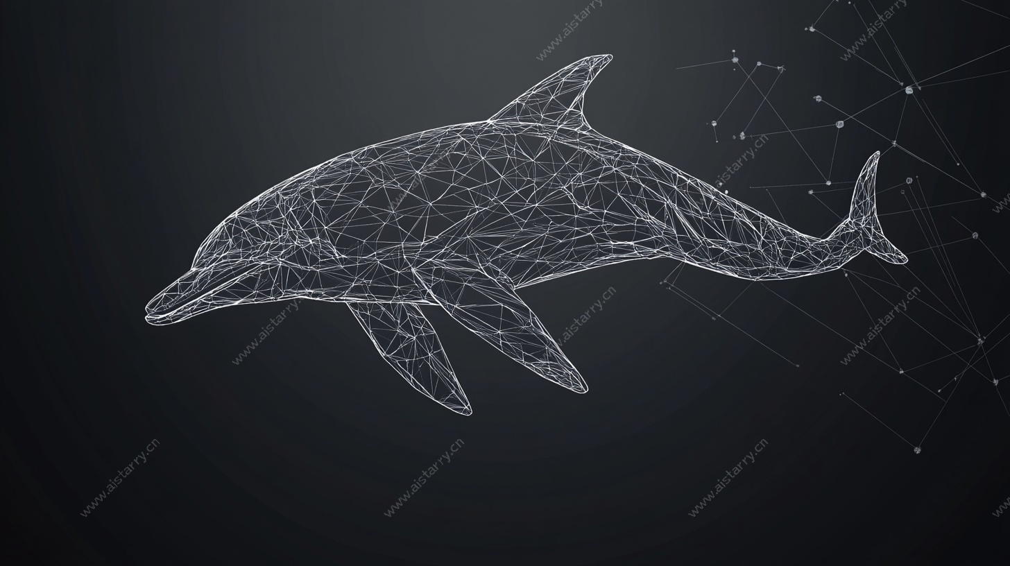 线条勾勒的几何海豚形象