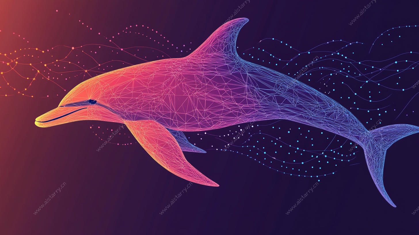 梦幻线条风海豚插画