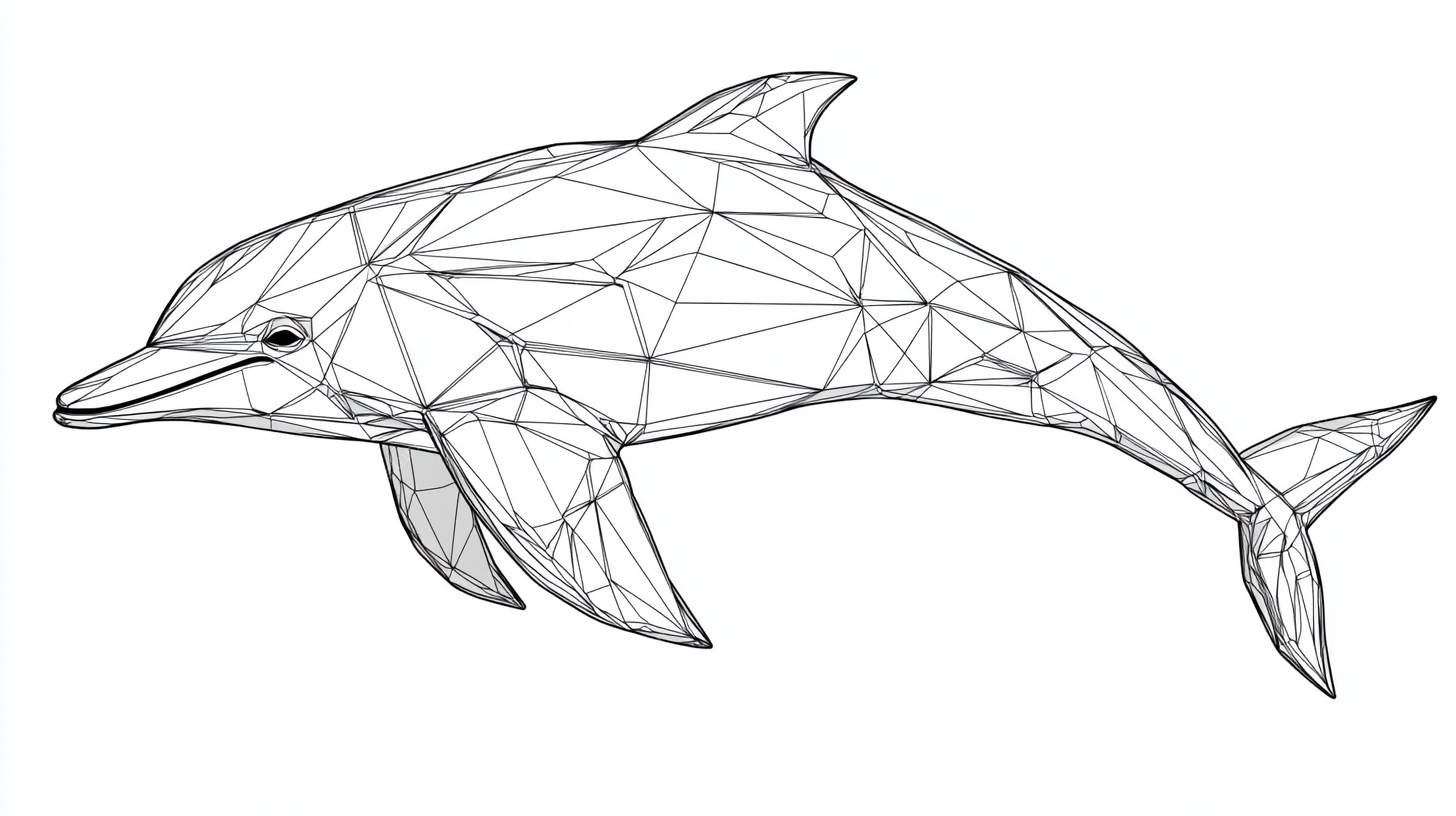 低多边形风格跳跃海豚图