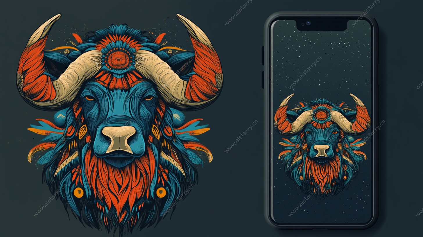 炫彩牛头手机壁纸设计