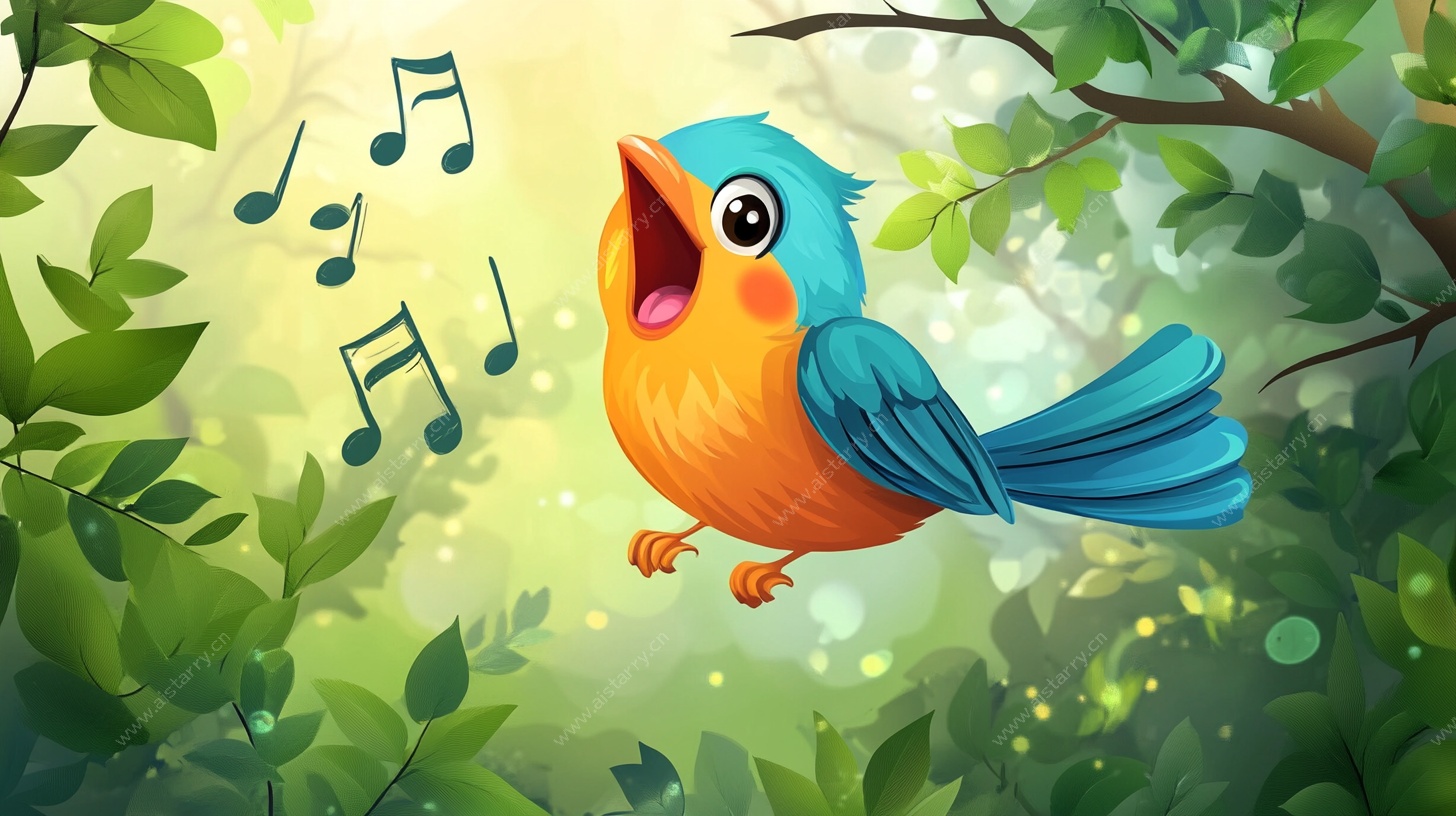 小鸟欢唱于绿意盎然间