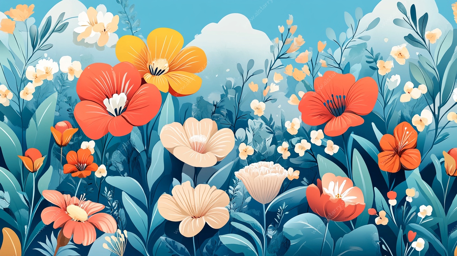 缤纷花海插画