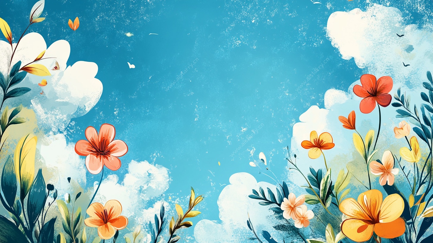 春日花卉天空背景图