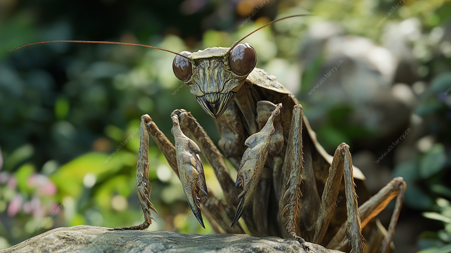 特写 专注的螳螂