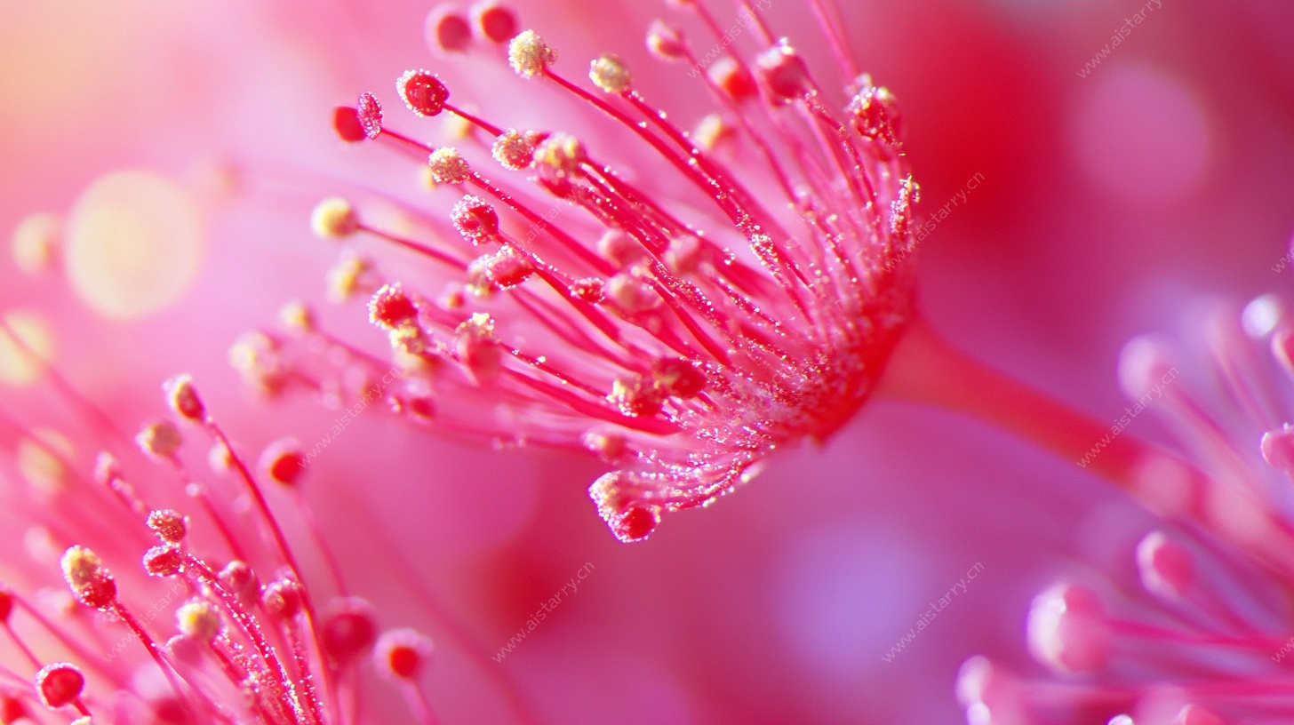 微距下的粉色绒花