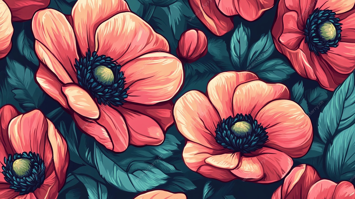 艳丽花卉图案背景图