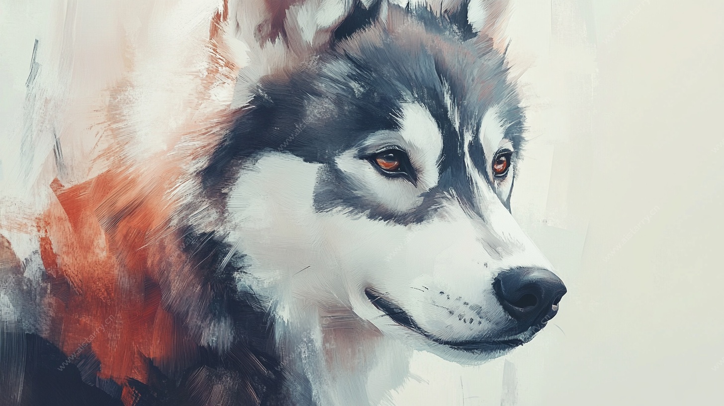 艺术风哈士奇肖像画