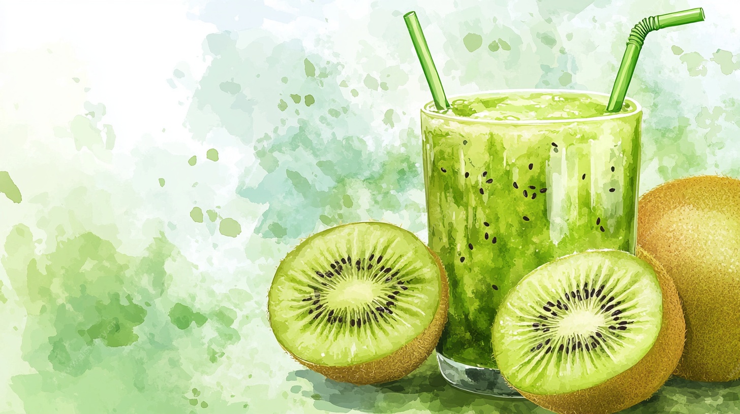 清新猕猴桃果汁插画