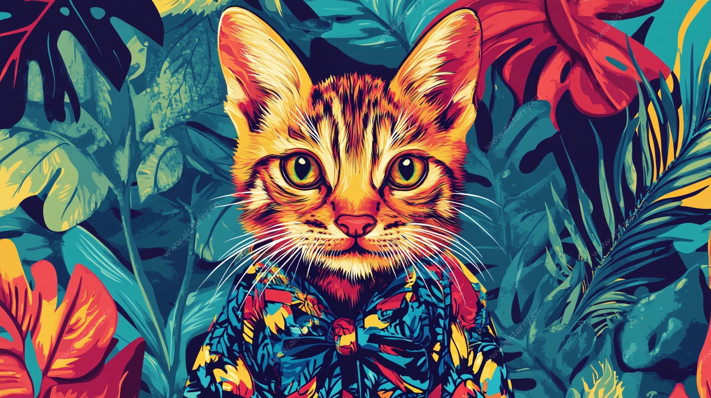 穿着花衣的萌猫丛林照