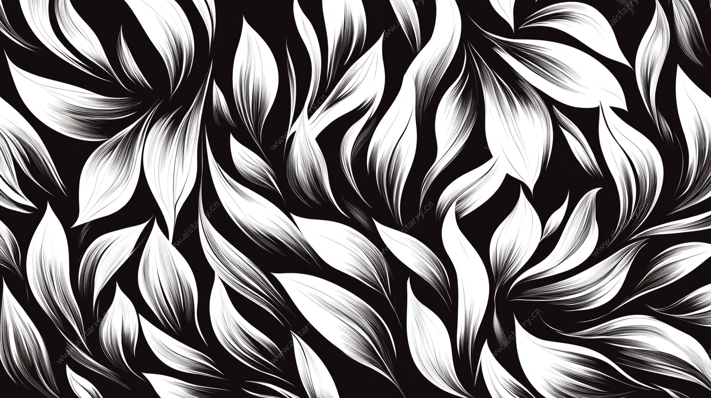 黑白叶纹抽象图案背景