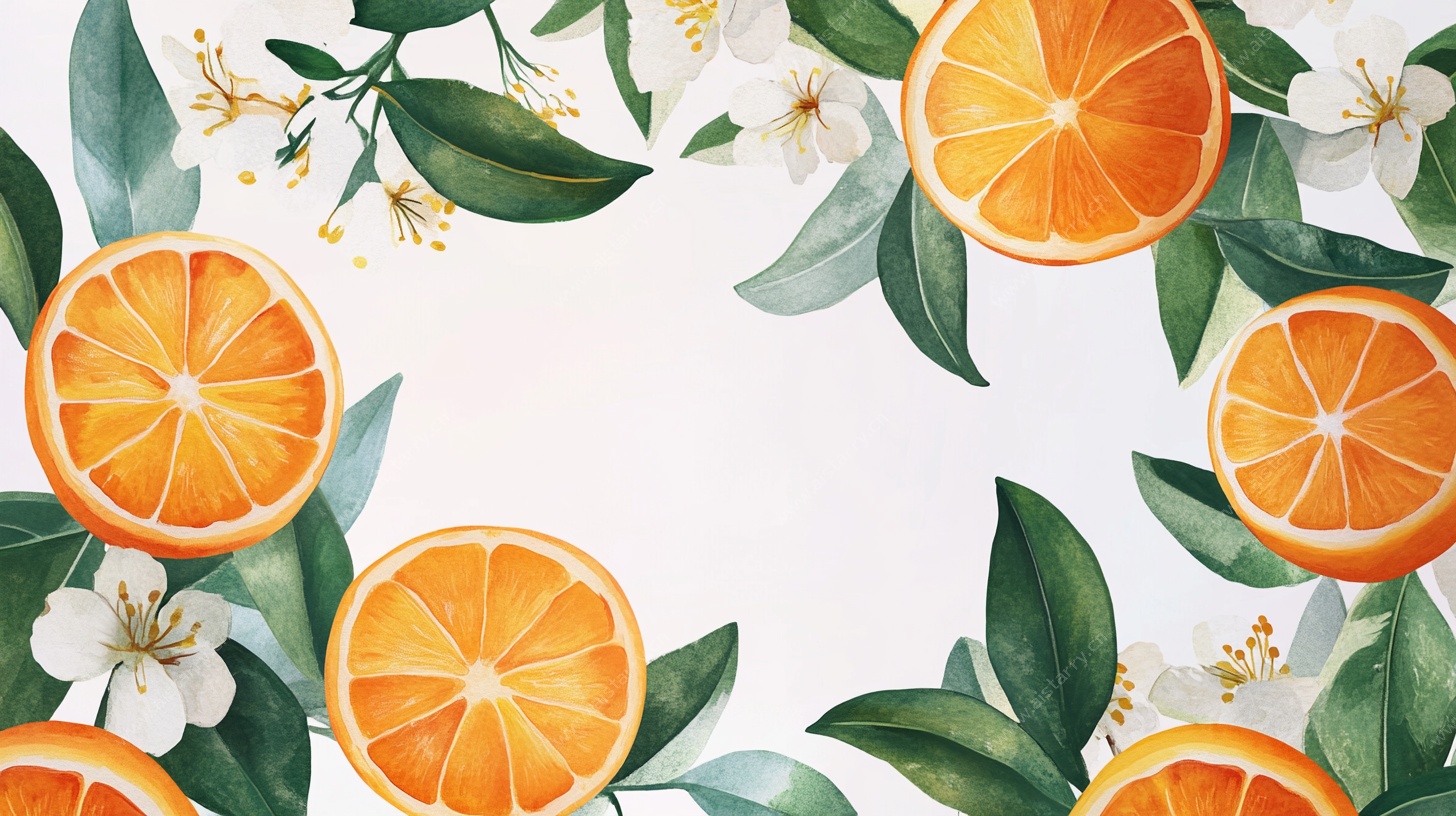 柑橘花卉装饰画背景图