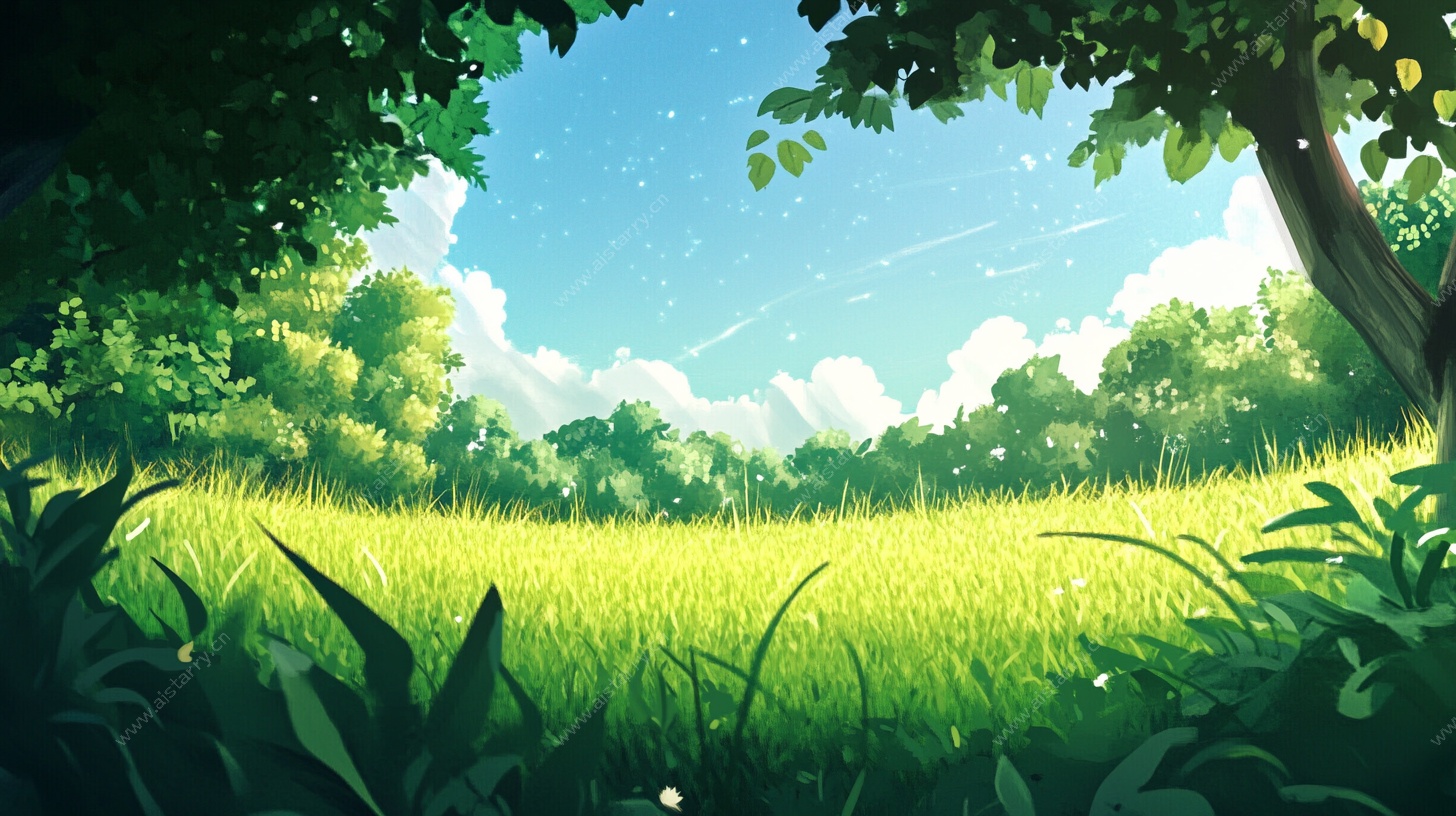 夏日绿野风光插画