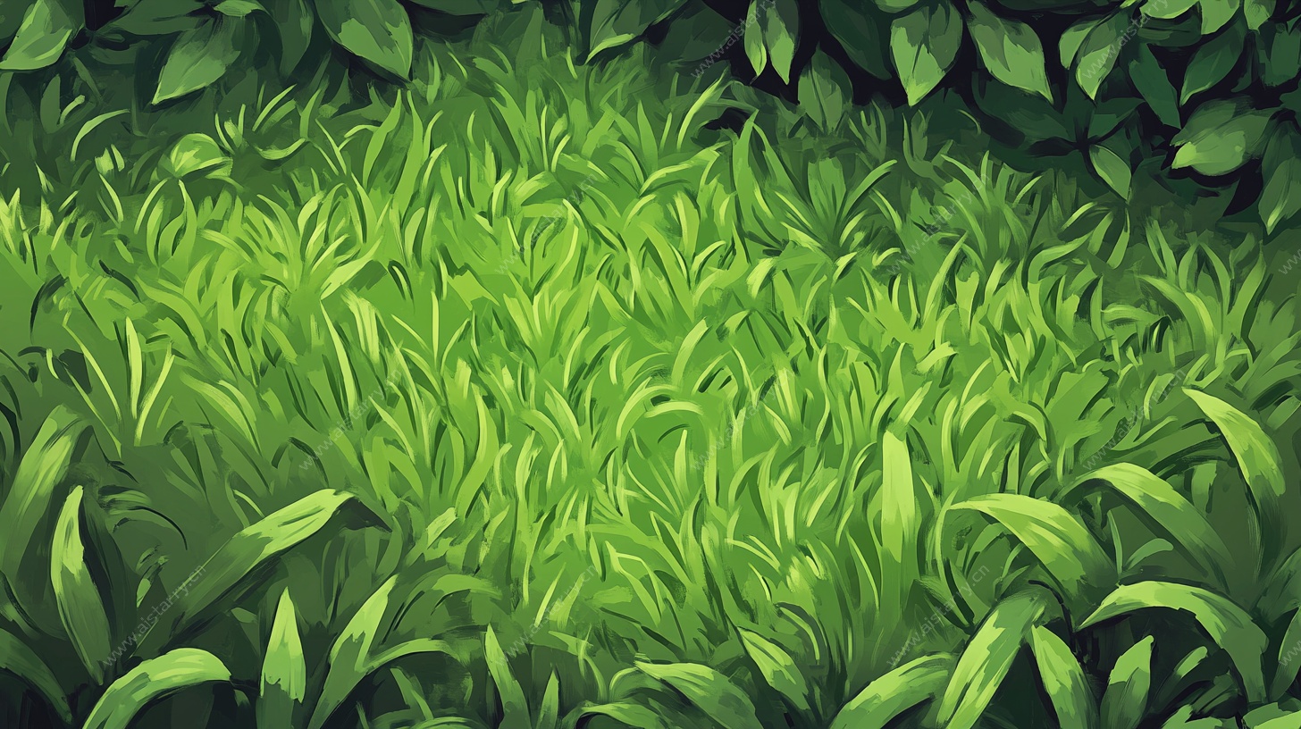 翠绿繁茂的草地插画背景