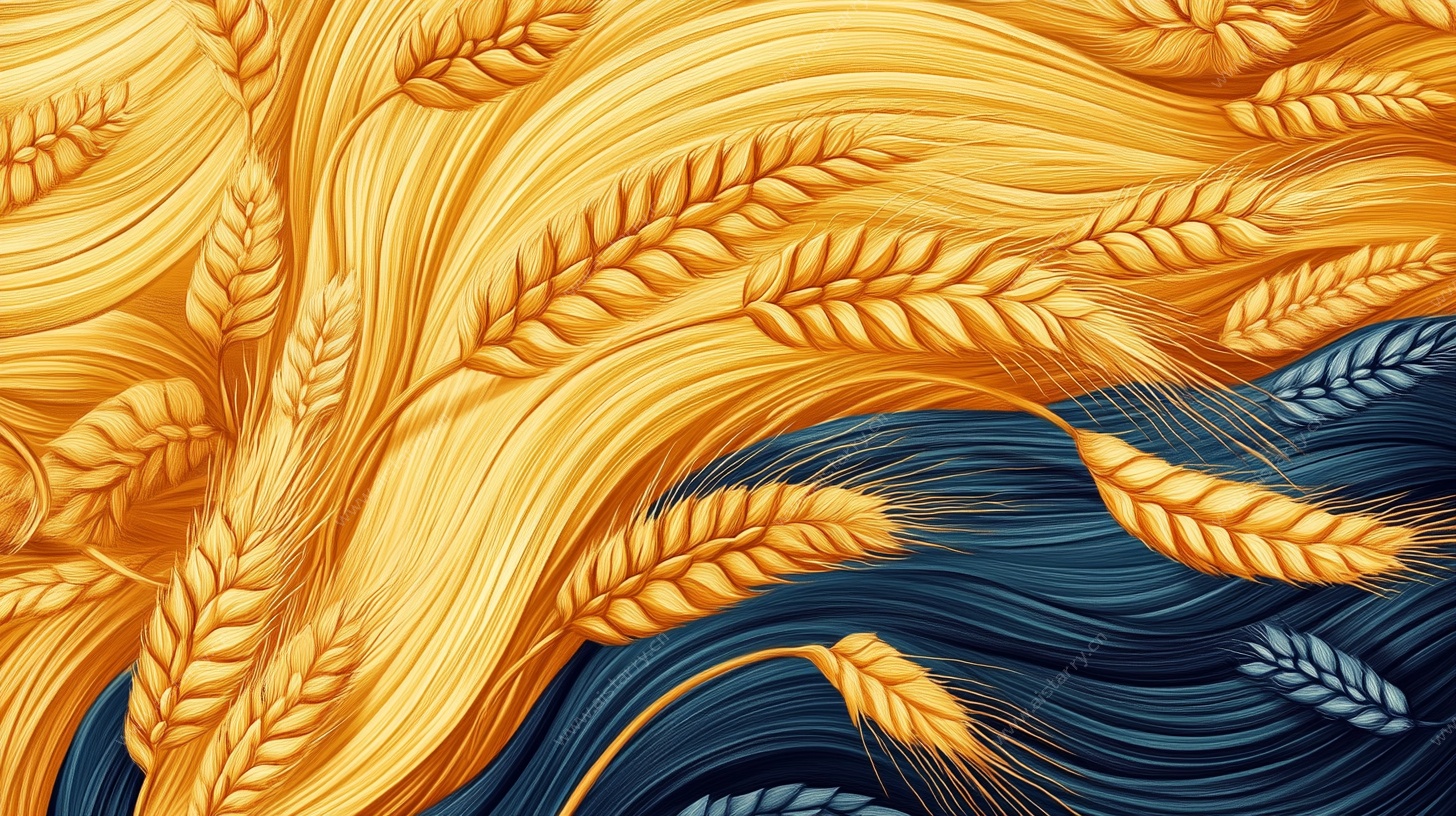 金色麦浪插画