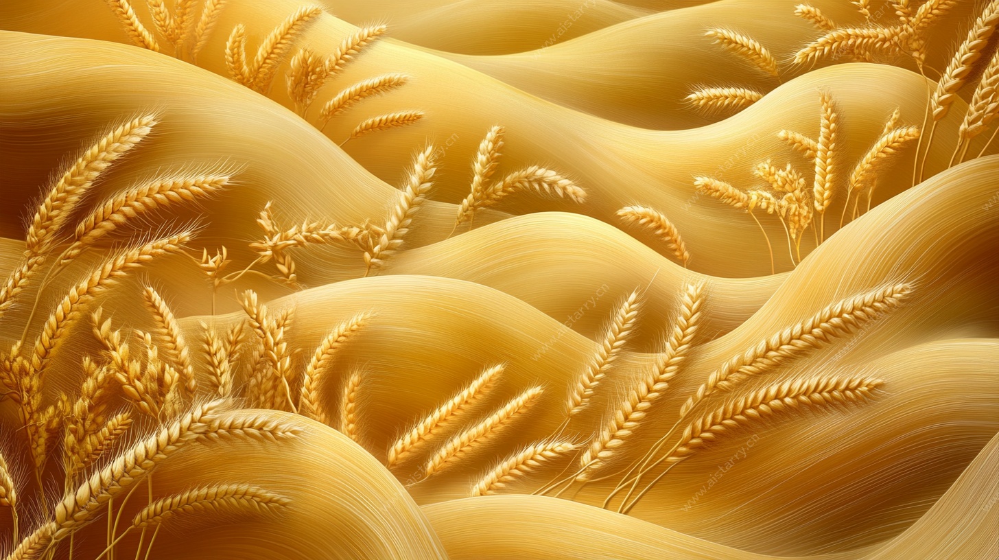 金色麦浪田园美景图