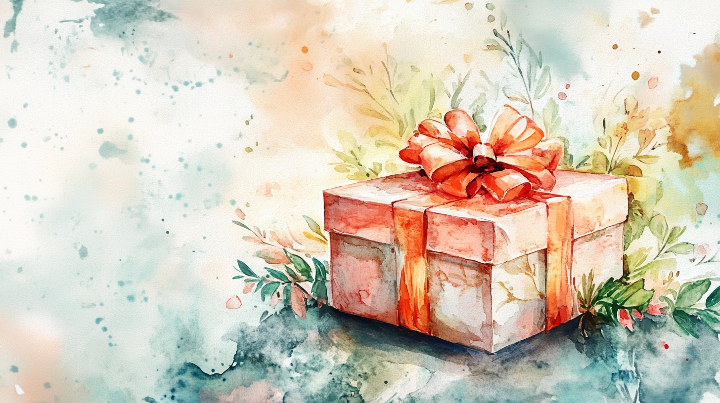 水彩风礼物盒插画