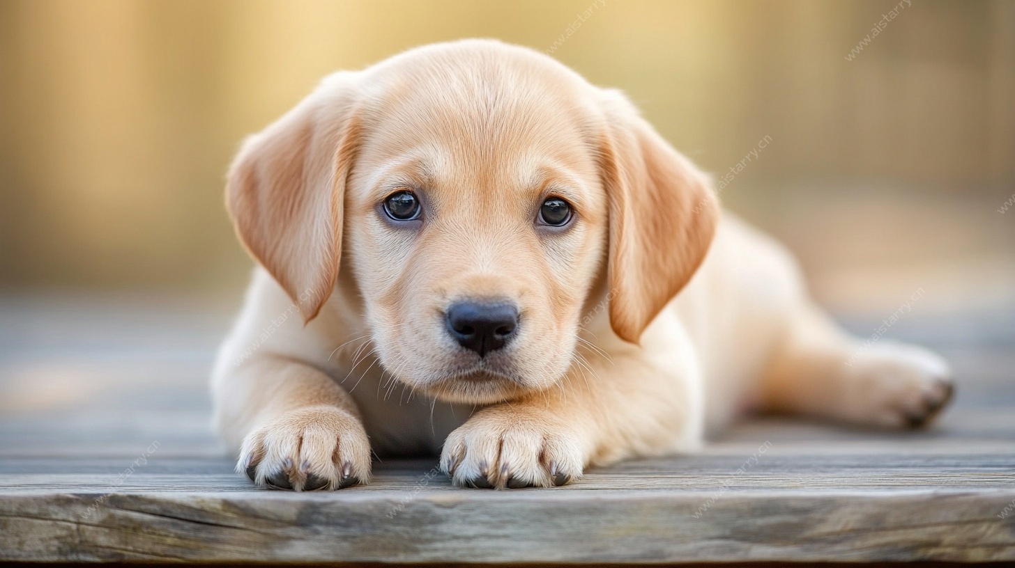 趴着的可爱小黄拉布拉多犬