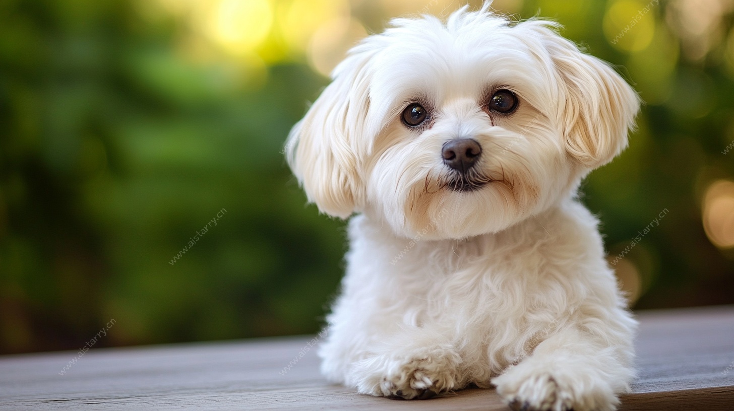 可爱白色小狗户外萌照