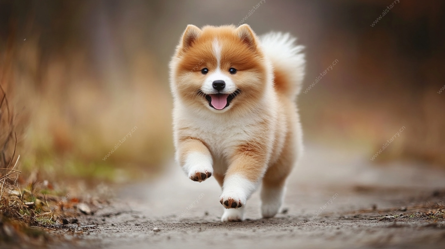 快乐奔跑的可爱小狗狗